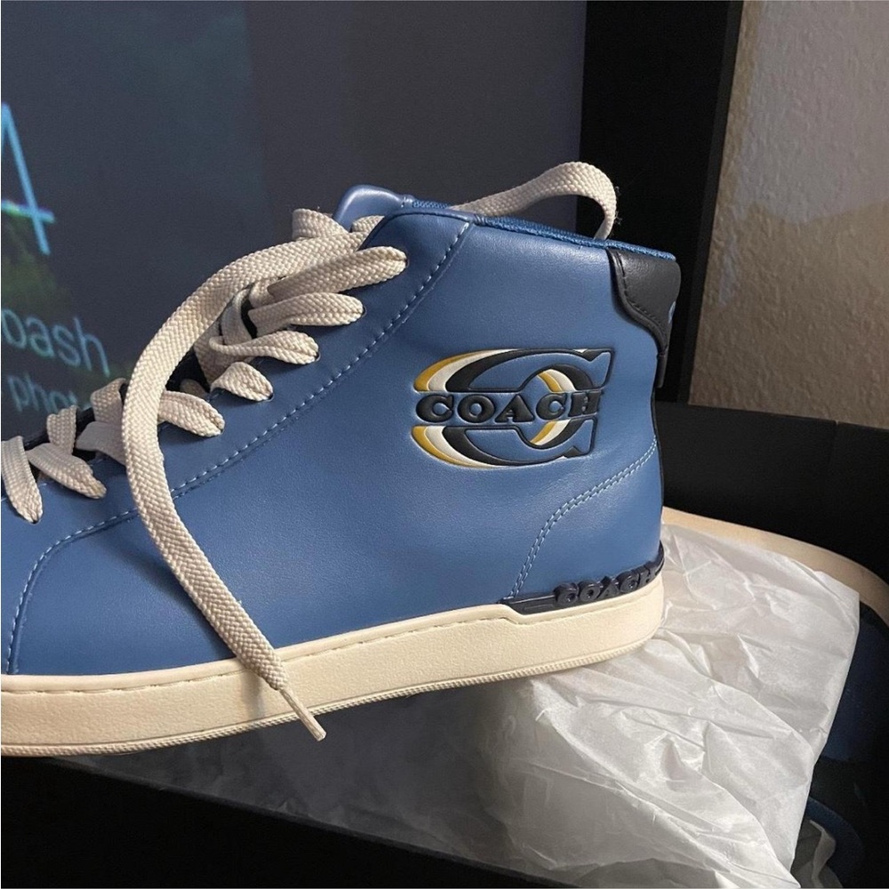 Coach Sky Blue Leather Sneakers